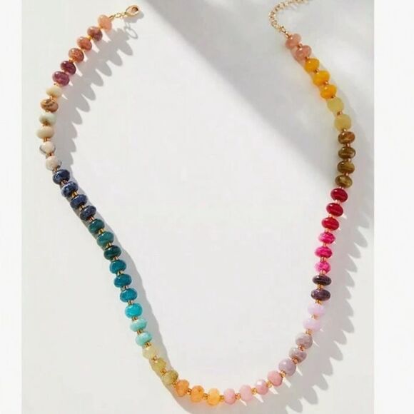 Rainbow beaded necklace A819 - Picture 1 of 4